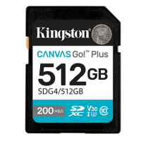 Kingston Canvas Go! Plus V30 SDXC 記憶卡 512GB [R:200 W:160] (SDG4/512GB)