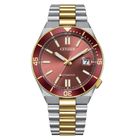 Citizen 40mm Mechanical 紅色錶盤金銀雙色不鏽鋼男士機械腕錶 NJ0234-58X