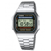 Casio 銀色方形復古跳字錶 A168WA-1W