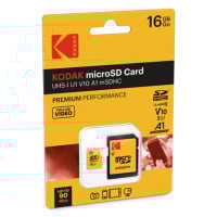 Kodak Premium Performance Class 10 UHS-I U1 V10 A1 microSDHC with SD Adapter 記憶卡 16GB [R:90 W:25] (EKMSDM16GHC10K)