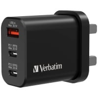 Verbatim 3端口 30W PD 3.0 & QC 3.0 GaN 充電器 66947