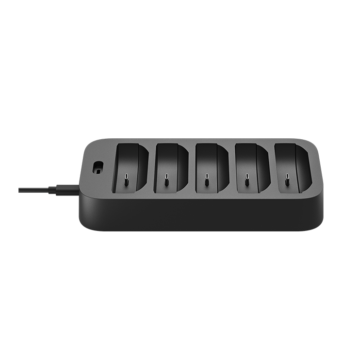 VIVE USB-C Dock (5 Ports), multi-port docking solution from HTC VIVE for charging VIVE Ultimate Trackers and storing VIVE Wireless Dongle.
