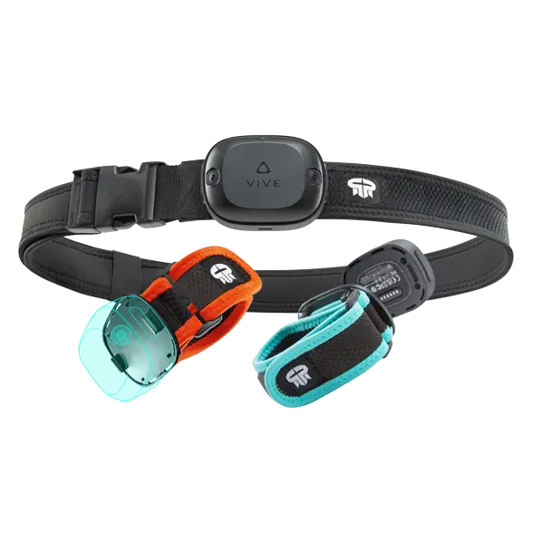 TrackStraps for VIVE Ultimate Tracker for full-body tracking in VR games.