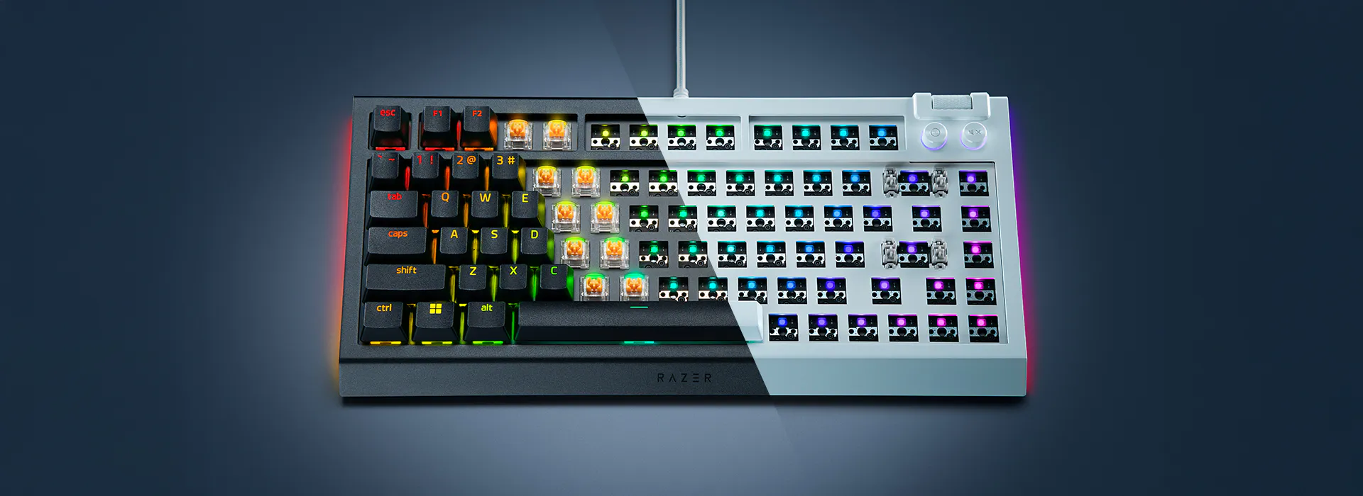 Razer BlackWidow V4 Pro 75% 熱插拔無線遊戲鍵盤 (第3代 Razer 觸感橘軸)
