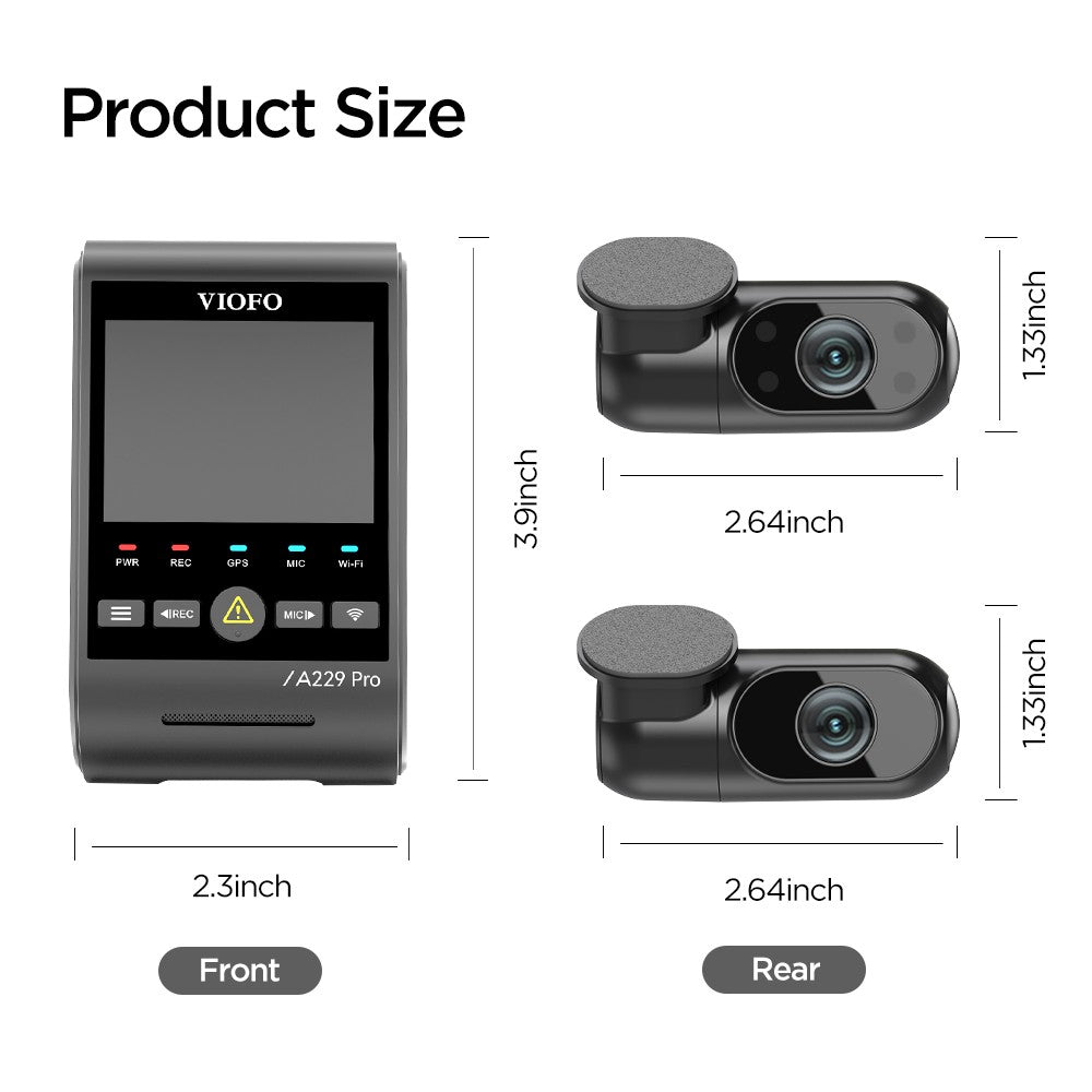 VIOFO A229 Pro 3 鏡頭 4K+2K+1080P HDR 3 Channels Car 行車記錄儀 配 Sony STARVIS 2 感光元件 for 網約車 出租車 網約車司機 圖 10