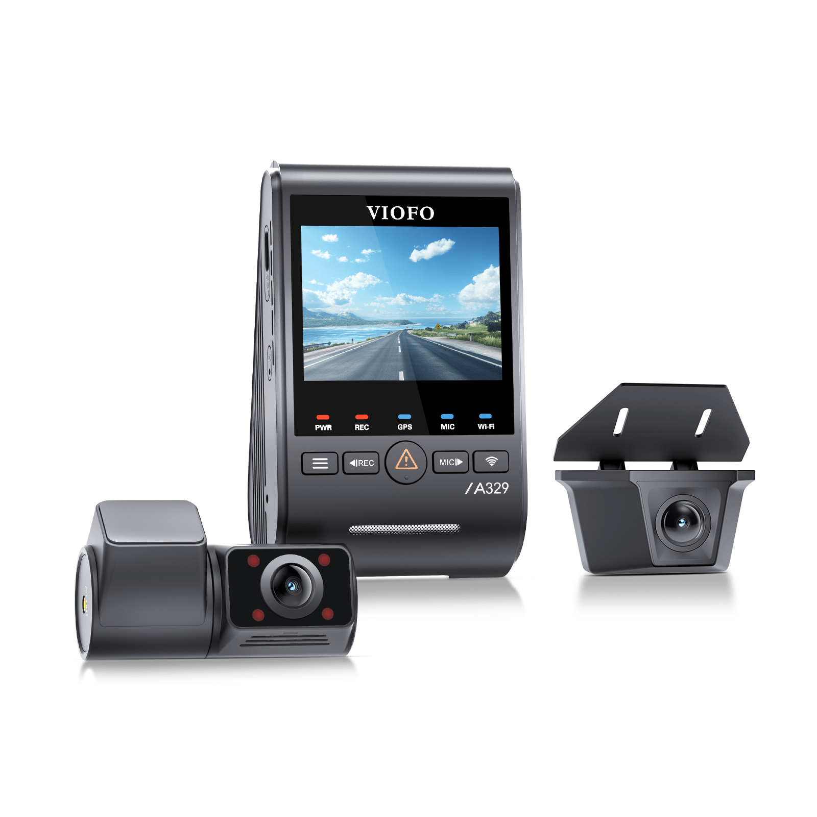 VIOFO A329SW 3 鏡頭 4K 30 幀 前置+2K 防水 後+2K 魚眼 車廂 配 Sony STARVIS 2 感光元件 HDR，Flexible Installation to Capture Both Inside 及 Outside 圖 3