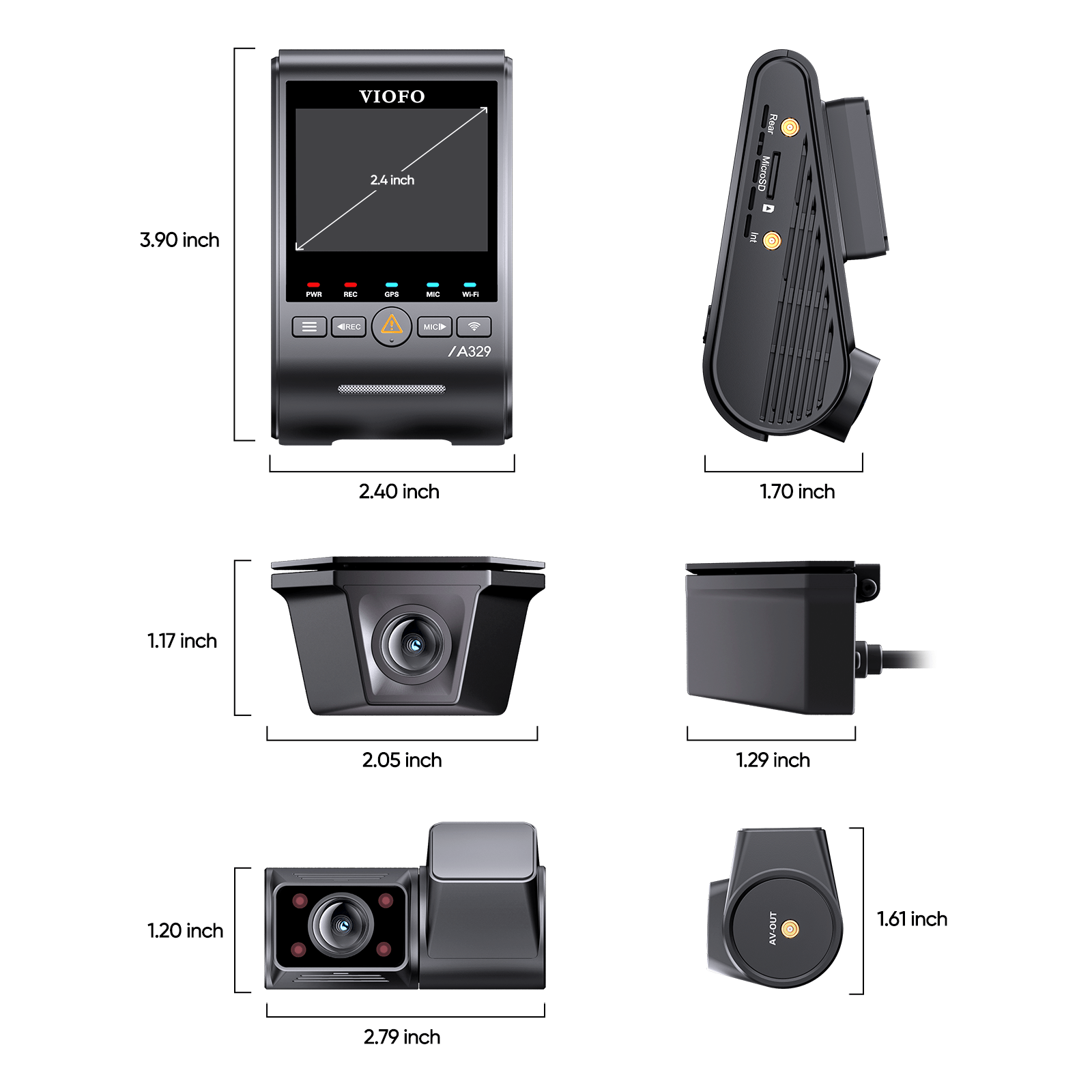 VIOFO A329SW 3 鏡頭 4K 30 幀 前置+2K 防水 後+2K 魚眼 車廂 配 Sony STARVIS 2 感光元件 HDR，Flexible Installation to Capture Both Inside 及 Outside 圖 5