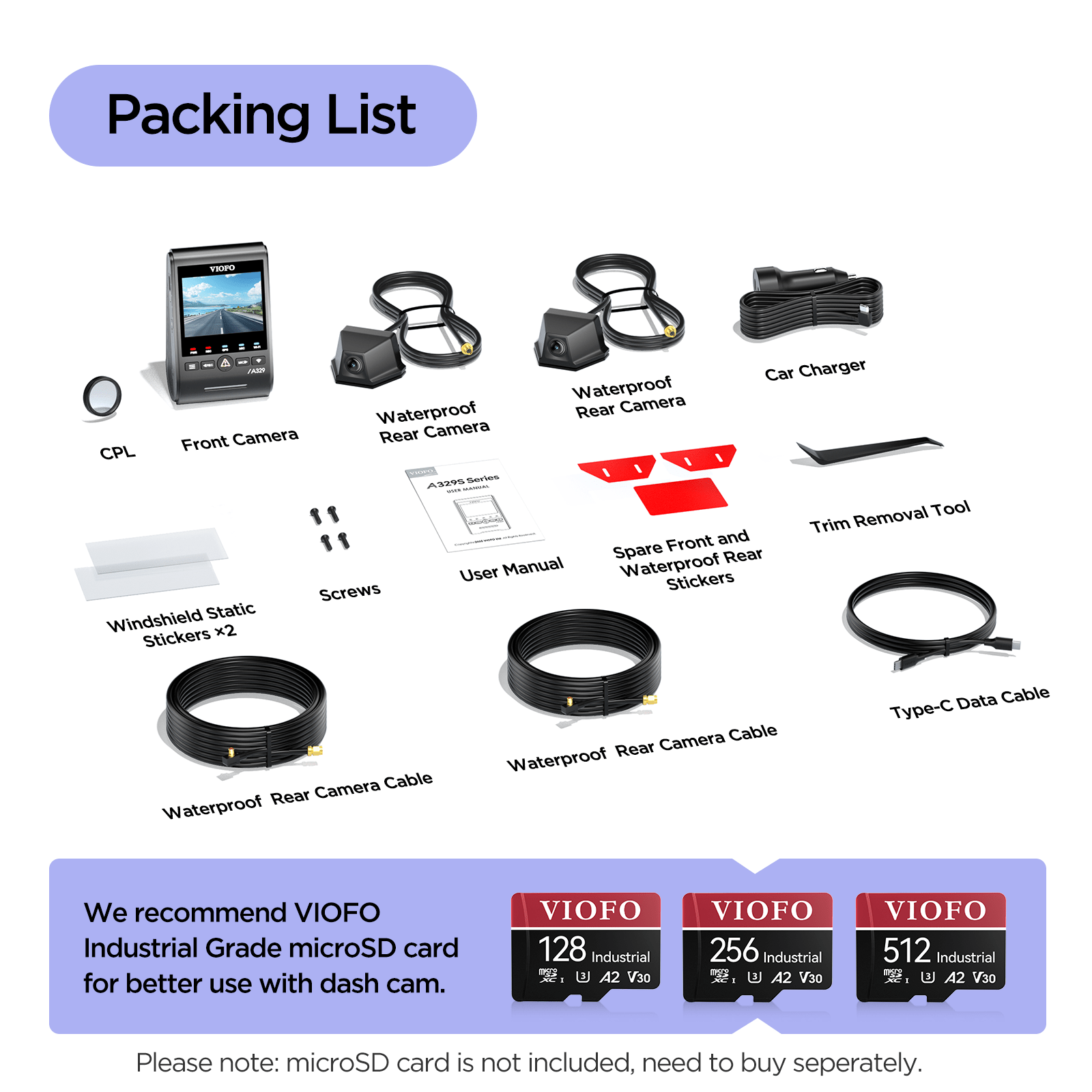 VIOFO A329WW 3 鏡頭 4K 30 幀 前置+雙 2K HDR 防水 後 Cameras 配 Sony STARVIS 2 感光元件，Tailored for Heavy-Duty Trucks 及 Trailers 圖 6