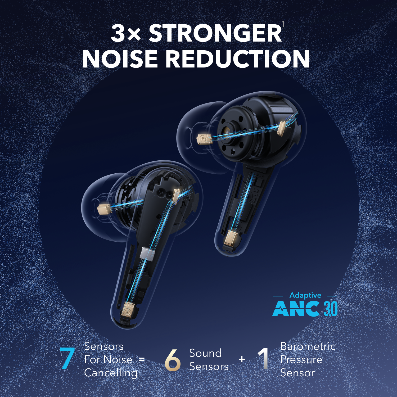 soundcore ANC earbuds with seven sensors for adaptive ANC