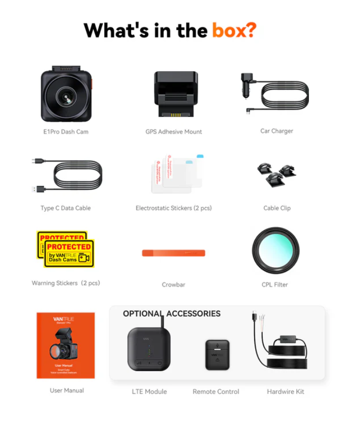 Vantrue Element 1 PRO (E1 PRO) 4K前鏡頭車Cam 行車紀錄儀 圖 11