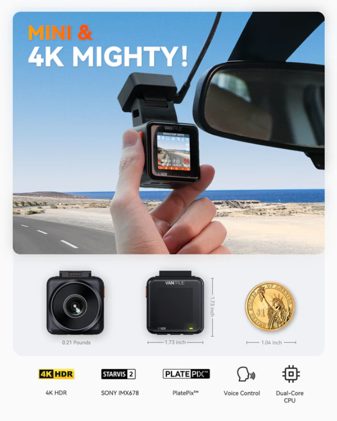 Vantrue Element 1 PRO (E1 PRO) 4K前鏡頭車Cam 行車紀錄儀 圖 4