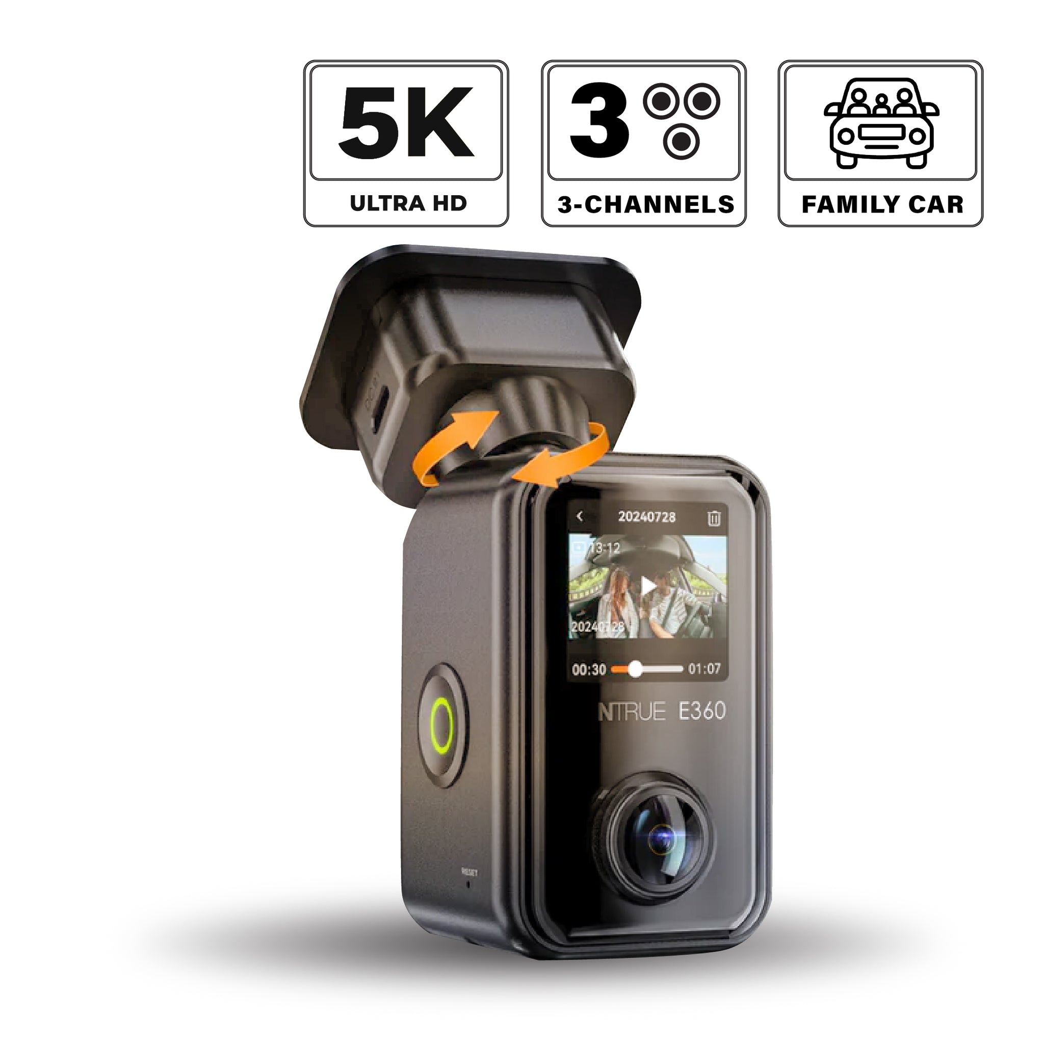 Vantrue E360 360° 全景 5.2K 2CH 雙鏡頭車Cam 行車紀錄儀 (開篷車專用) 圖 1
