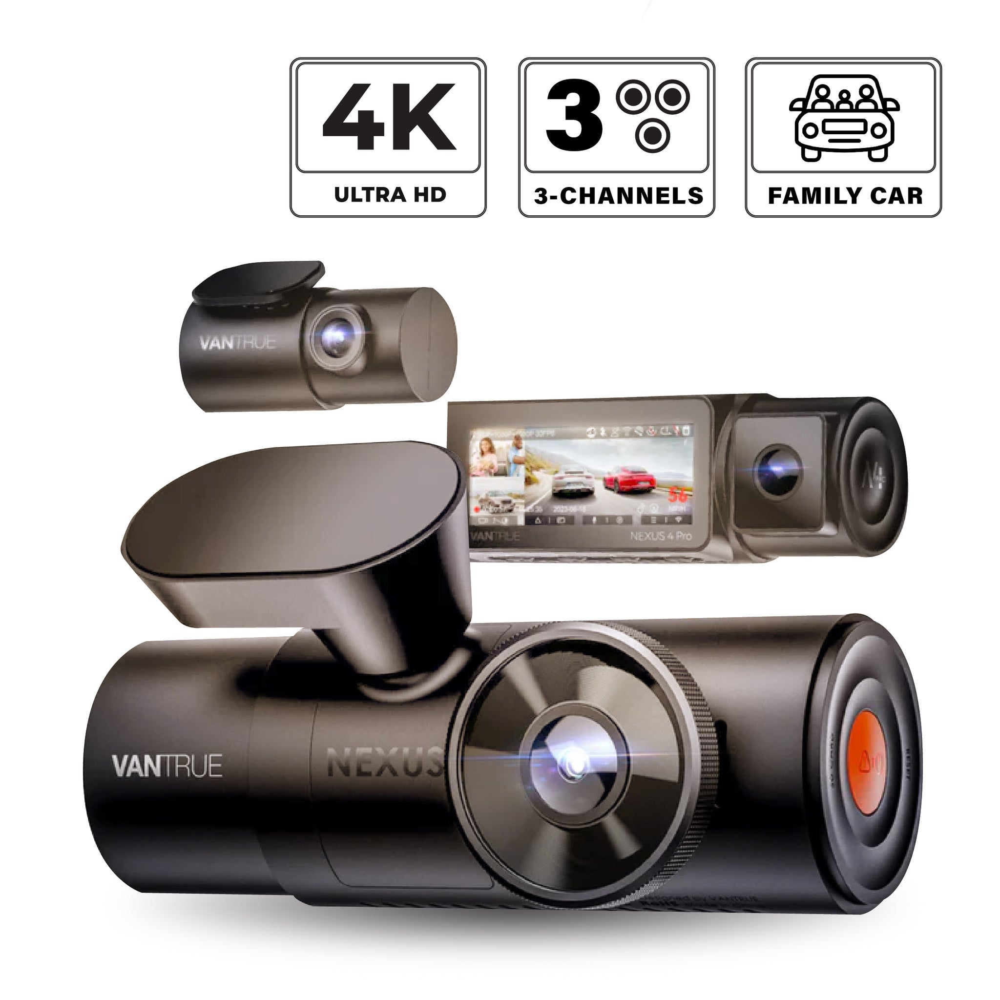 Vantrue NEXUS 4 PRO (N4PRO) 4K 3CH 3鏡頭車Cam行車紀錄儀 圖 1