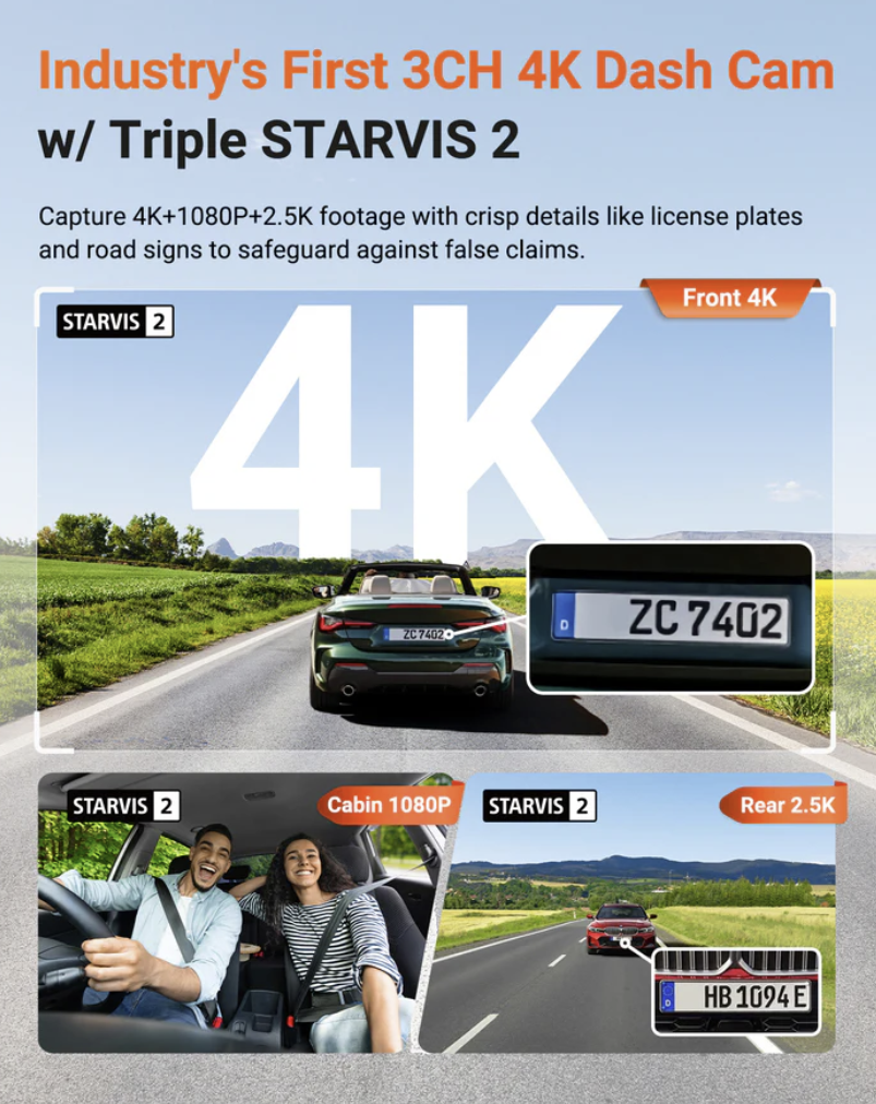 Vantrue NEXUS 4 PRO S (N4PRO S) 4K 3CH 3鏡頭車Cam行車紀錄儀 (LTE版本) 圖 2