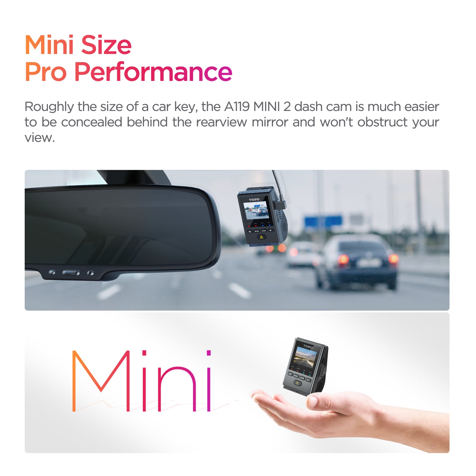 VIOFO A119 MINI 2 語音控制 2K 60 幀 5GHz WiFi 行車記錄儀 配 Sony STARVIS 2 感光元件 HDR 超強夜視 圖 5