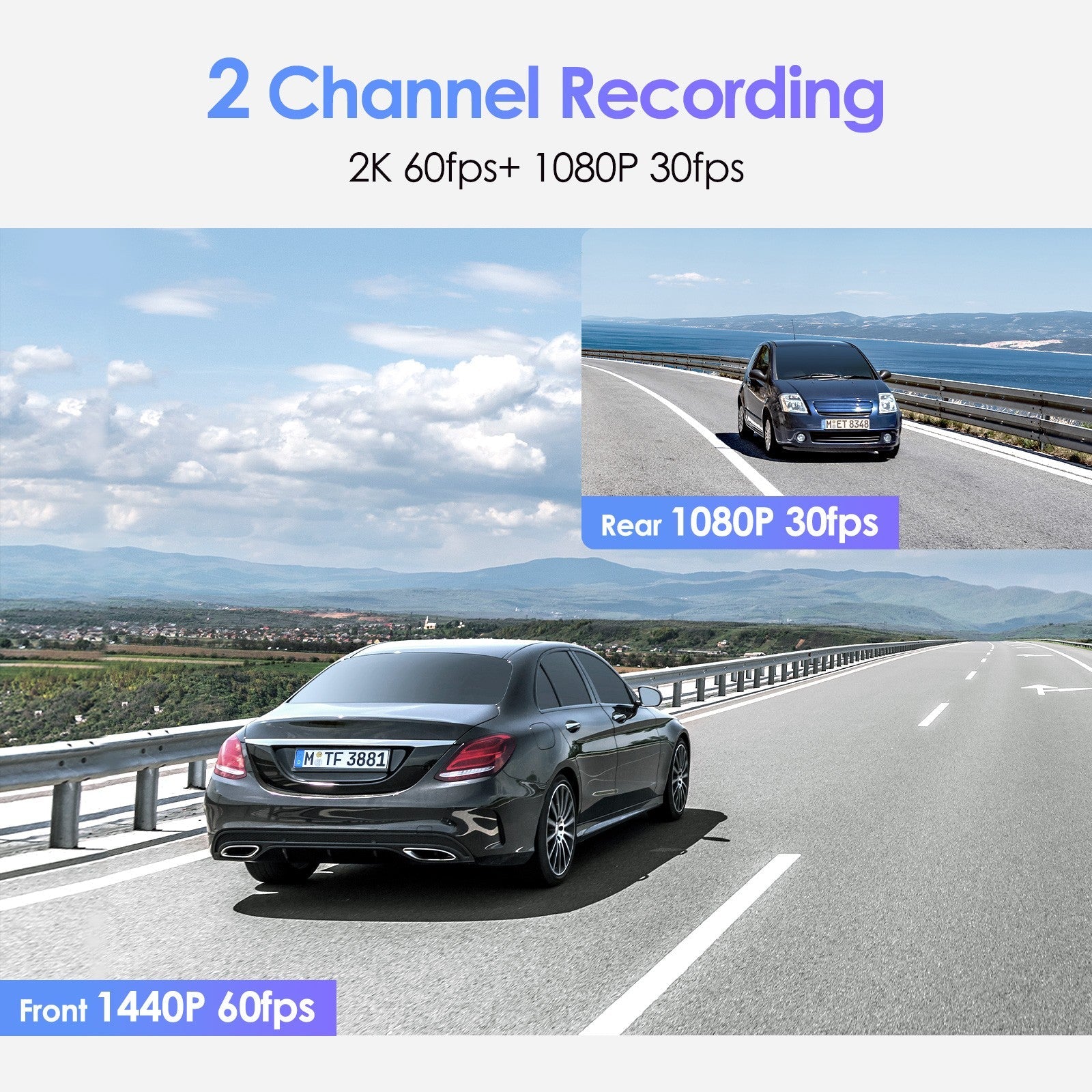 VIOFO A129 Plus Duo 雙 鏡頭 行車記錄儀 前置 2K 1440P + 後 1080P 配 Wi-Fi GPS 行車記錄儀 圖 2