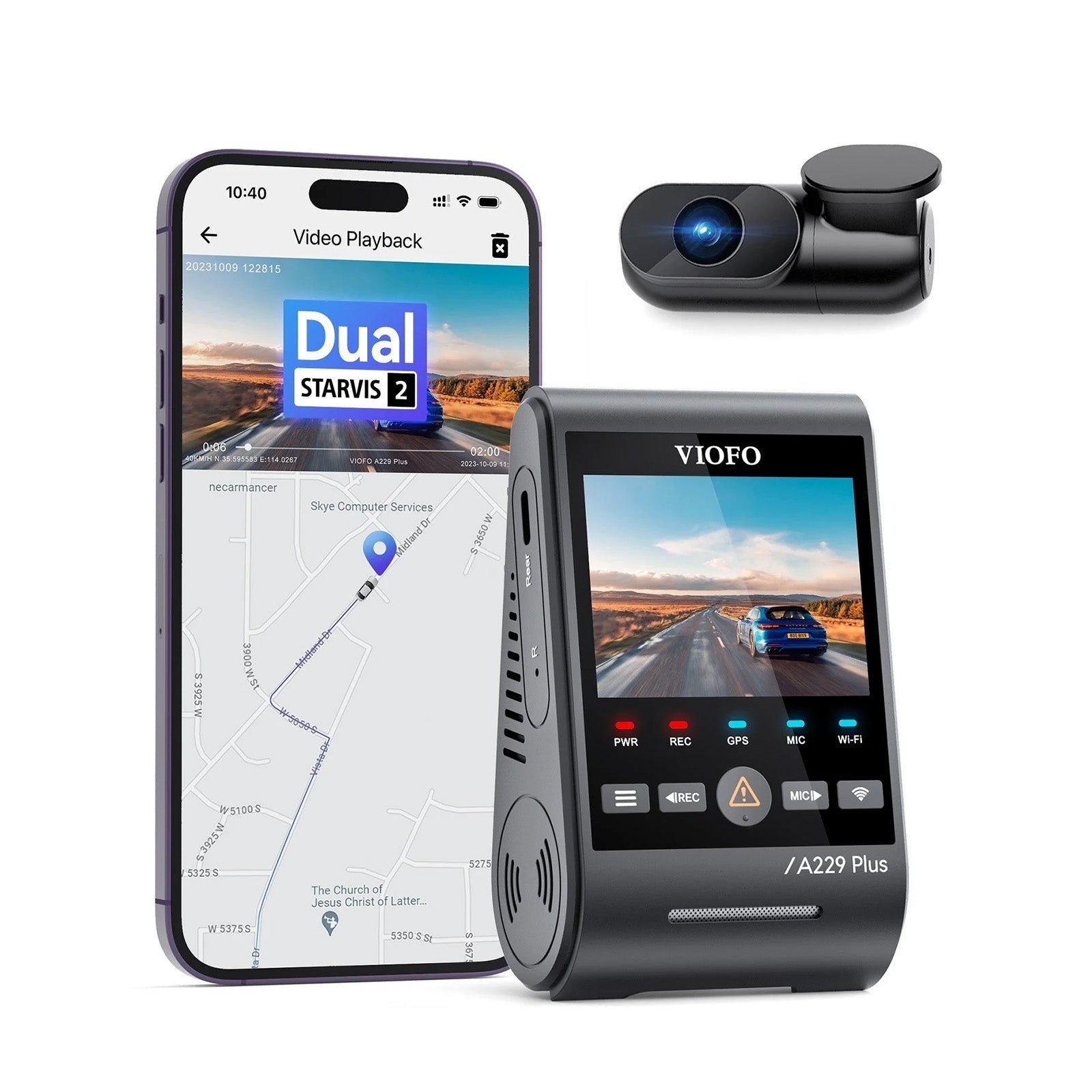 VIOFO A229 Plus 雙鏡頭 前後 2K+2K HDR 5GHz Wi-Fi GPS 語音控制 雙 行車記錄儀 配 Sony STARVIS 2 感光元件 圖 1