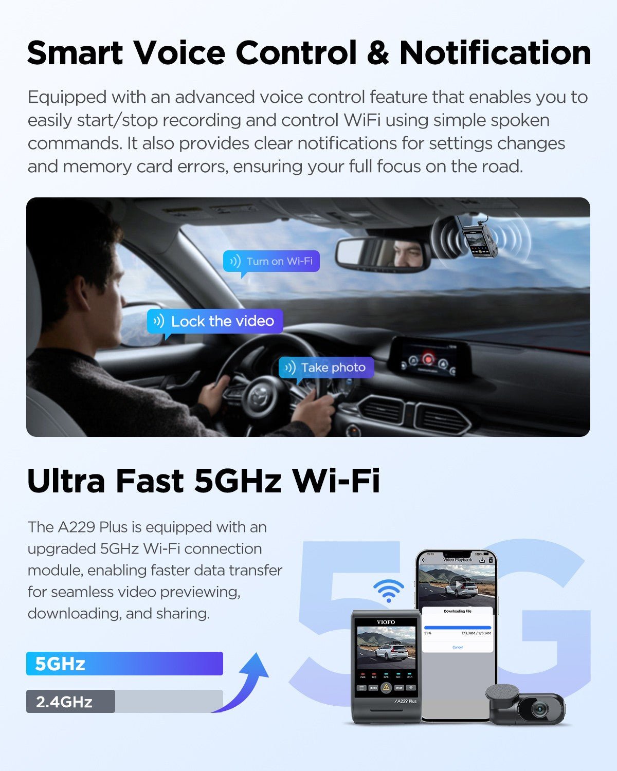 VIOFO A229 Plus 雙鏡頭 前後 2K+2K HDR 5GHz Wi-Fi GPS 語音控制 雙 行車記錄儀 配 Sony STARVIS 2 感光元件 圖 5