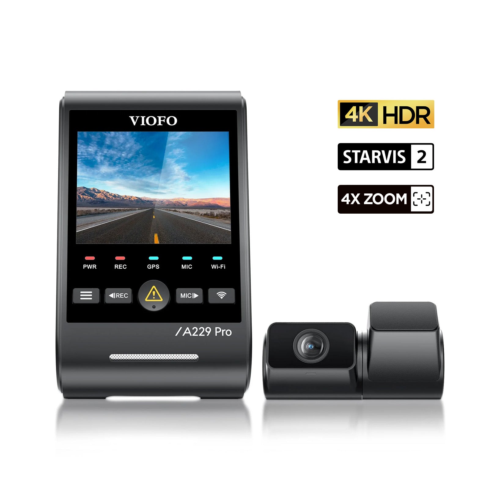VIOFO A229 Pro Tele 雙鏡頭 行車記錄儀 - 4K+2K 望遠 4 倍光學變焦 望遠 Cam 配 STARVIS 2 感光元件 圖 1