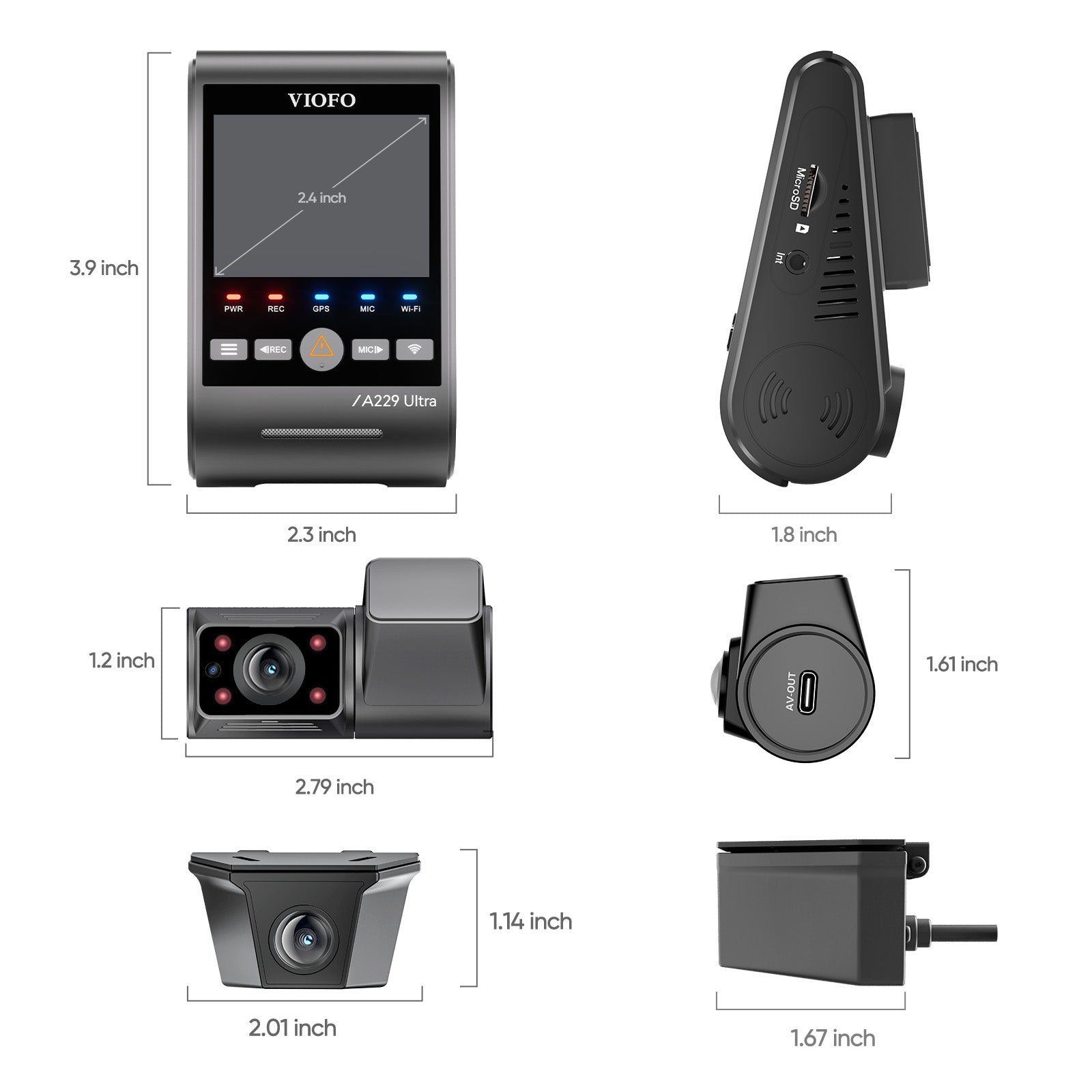 VIOFO A229 Ultra-W 3 鏡頭 4K 前置+4K 防水 後 Camera+1080P 魚眼 車廂 Cam 配 三 Sony STARVIS 2 感光元件,3-鏡頭 HDR 圖 5