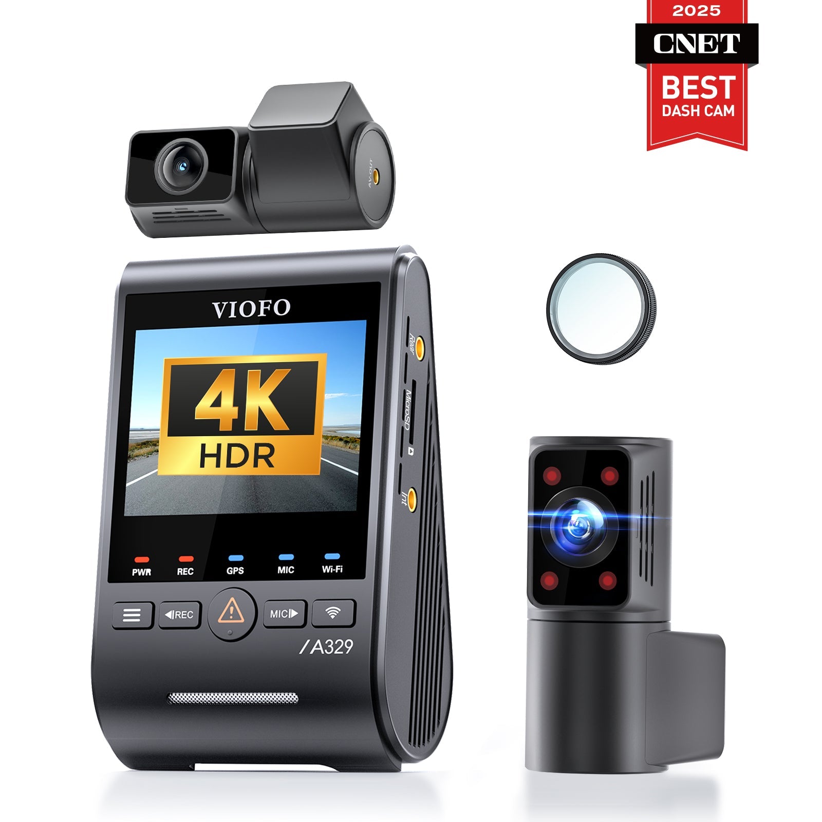 VIOFO A329S 3 鏡頭 First 4K 30 幀 前置+2K 廣角 210° 視角 魚眼 車廂+2K 後 行車記錄儀 配 STARVIS 2 感光元件 3-鏡頭 HDR,支援 SSD 儲存 圖 1