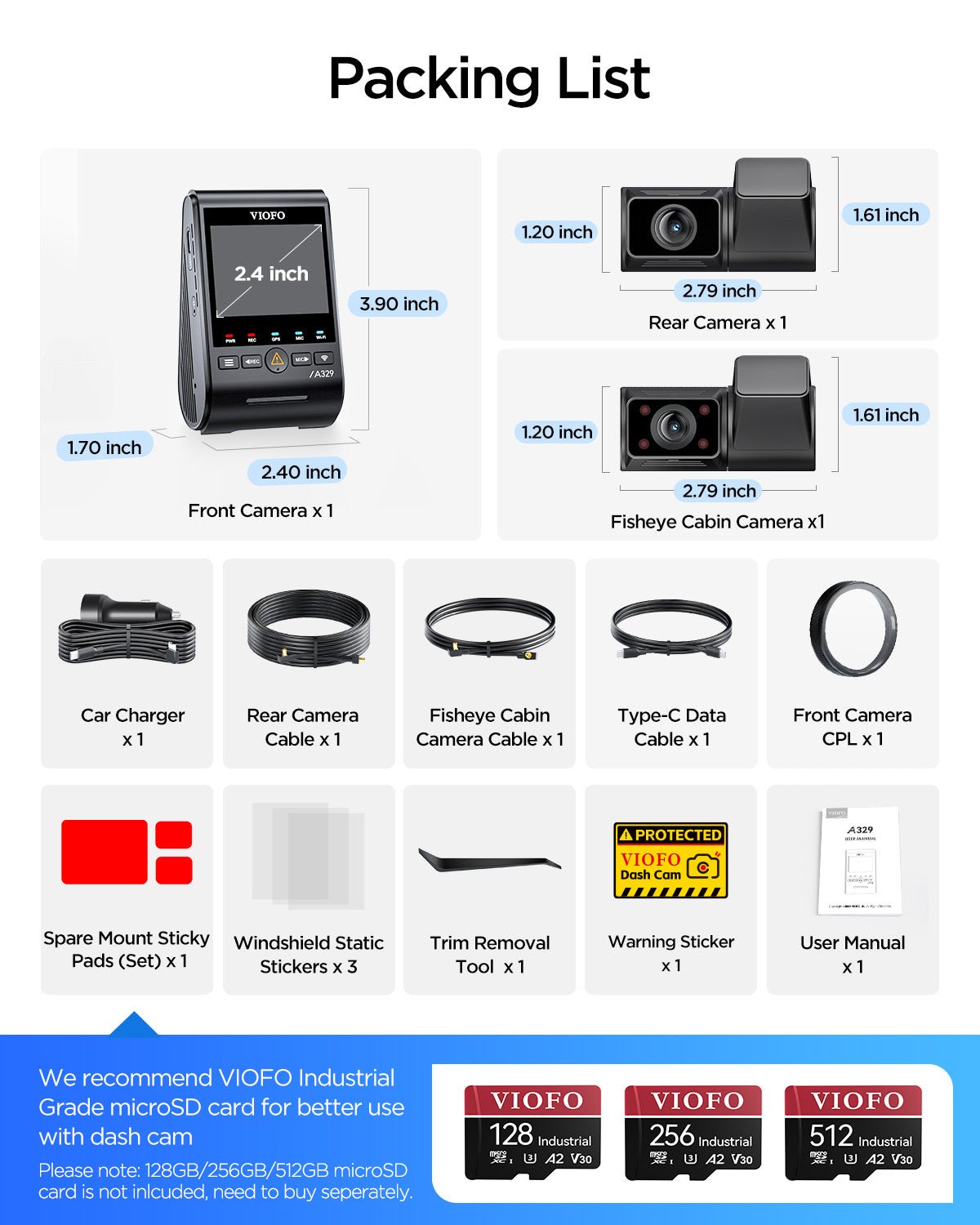 VIOFO A329S 3 鏡頭 First 4K 30 幀 前置+2K 廣角 210° 視角 魚眼 車廂+2K 後 行車記錄儀 配 STARVIS 2 感光元件 3-鏡頭 HDR,支援 SSD 儲存 圖 9